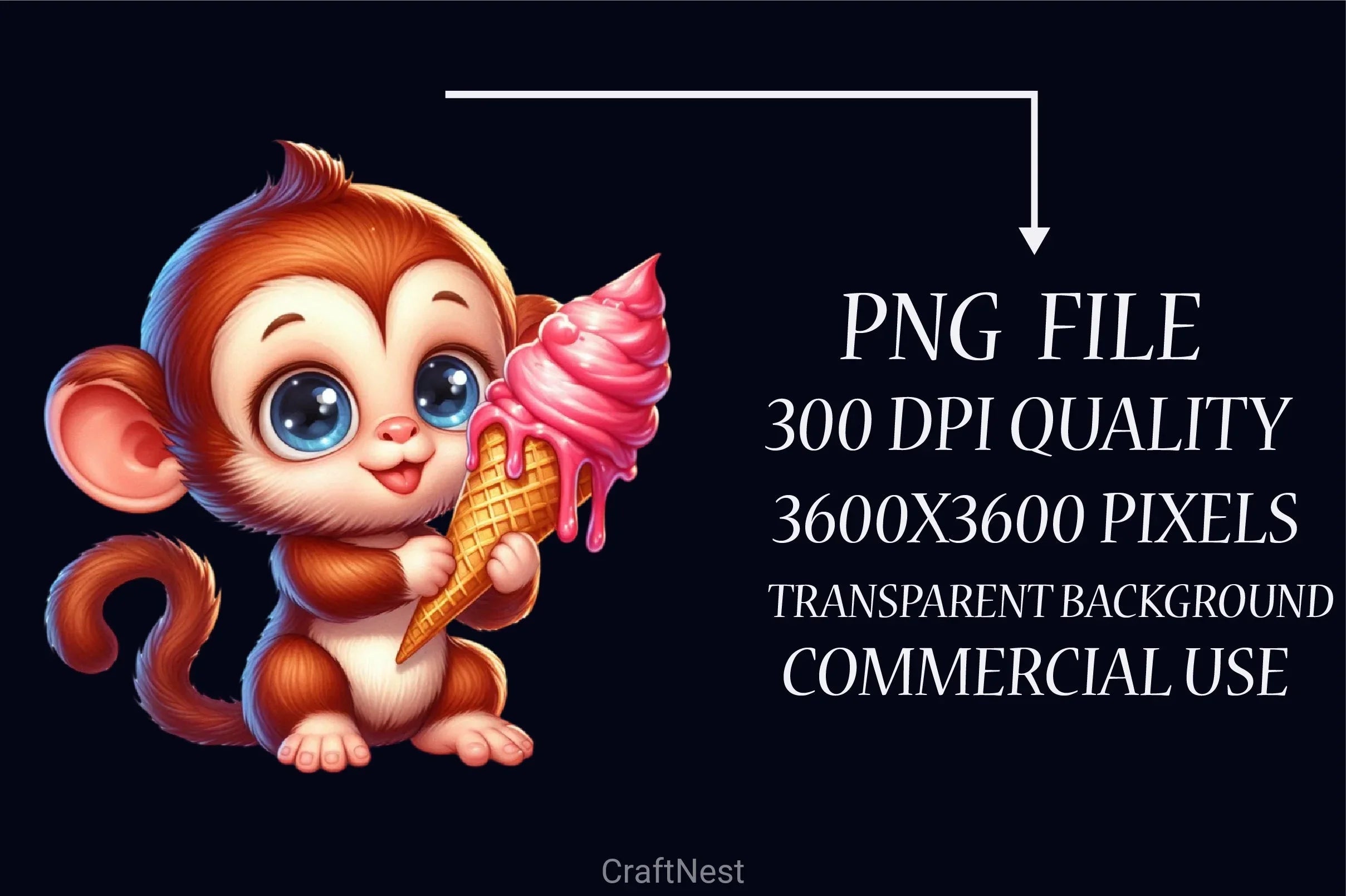 Monkey Ice Cream Clipart Bundle - CraftNest - Digital Crafting and Art