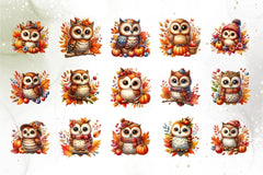 Fall Owl Clipart Bundle - CraftNest - Digital Crafting and Art