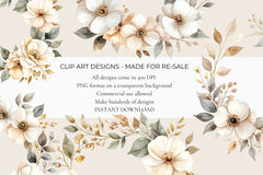 Champagne & Ivory Wreaths Clipart - CraftNest - Digital Crafting and Art
