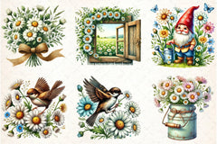 Spring Daisy Farm Clipart Bundle  5 - CraftNest - Digital Crafting and Art