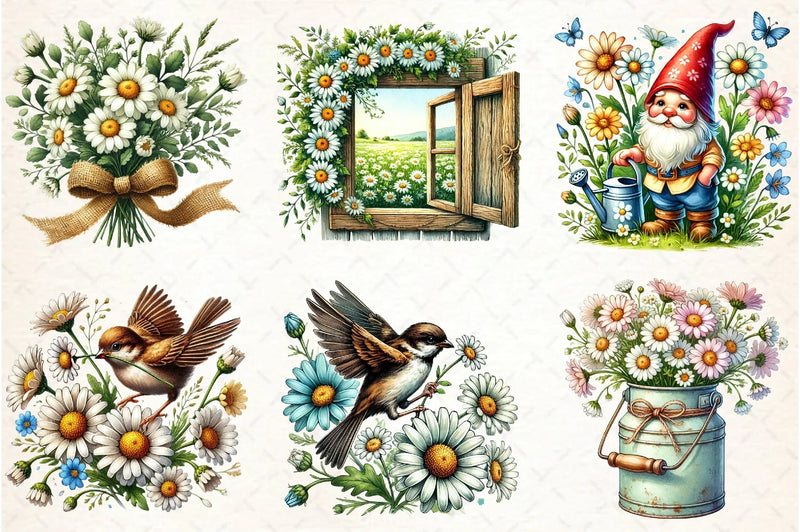 Spring Daisy Farm Clipart Bundle  5 - CraftNest - Digital Crafting and Art