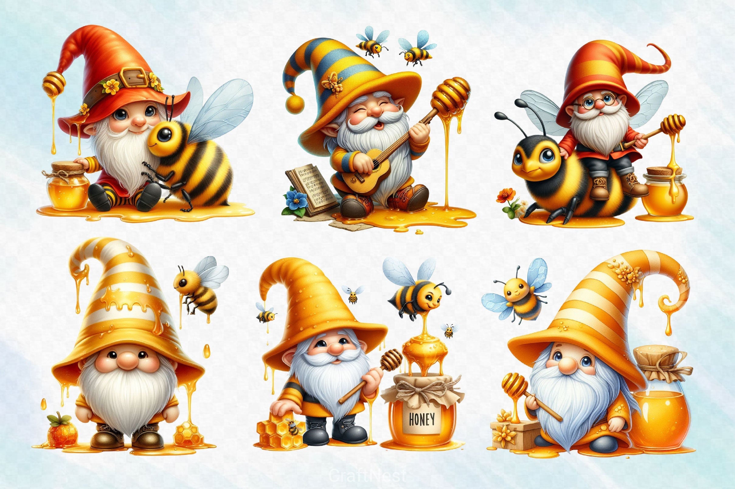 Honey Bee Gnome Clipart Bundle 4