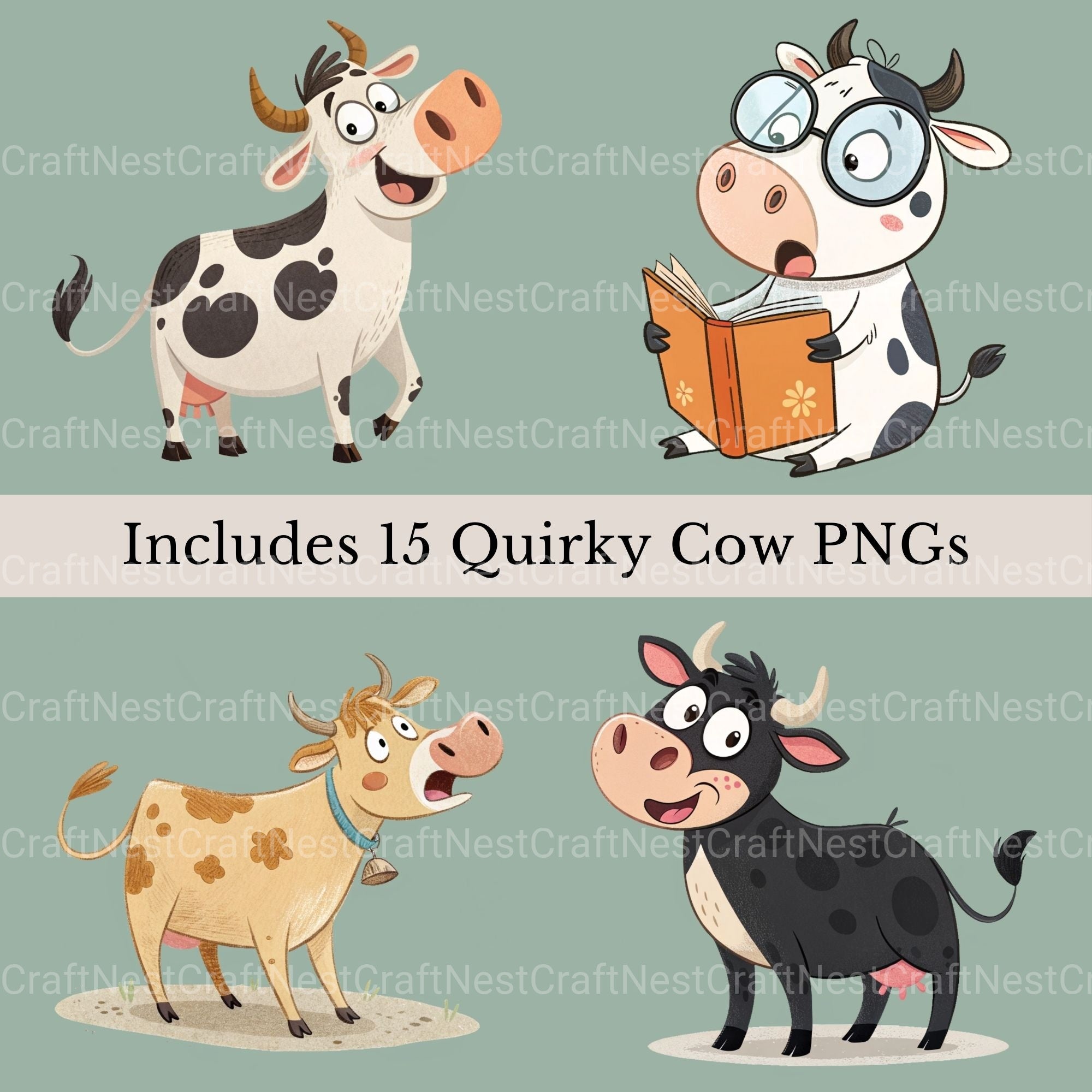 Cows Quirky Clipart Bundle