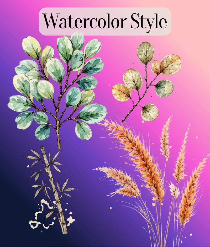 Japandi Botanical Clipart Bundle - CraftNest - Digital Crafting and Art