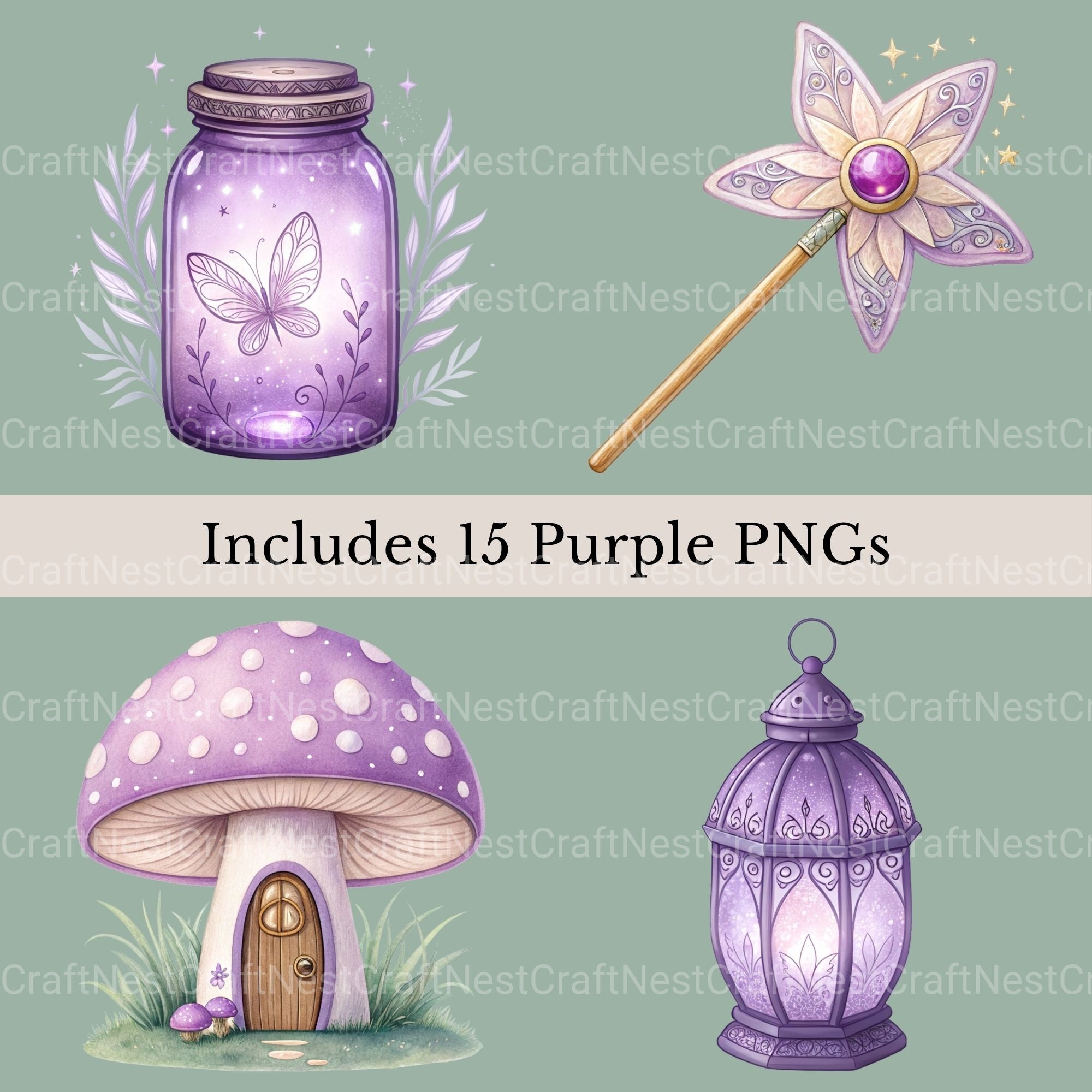 Fairy Purple Clipart Bundle