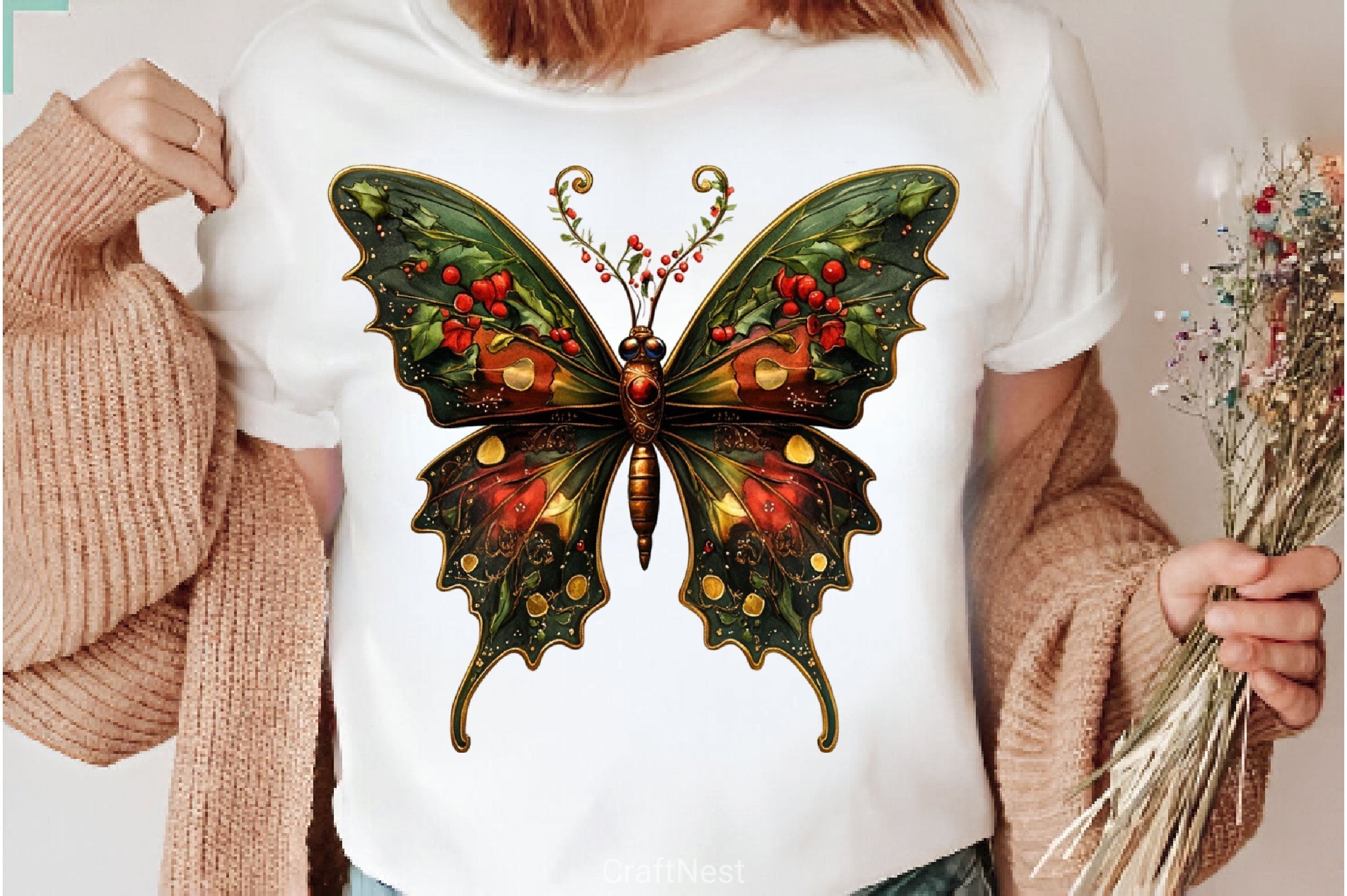 Christmas Butterfly Clipart Bundle 3