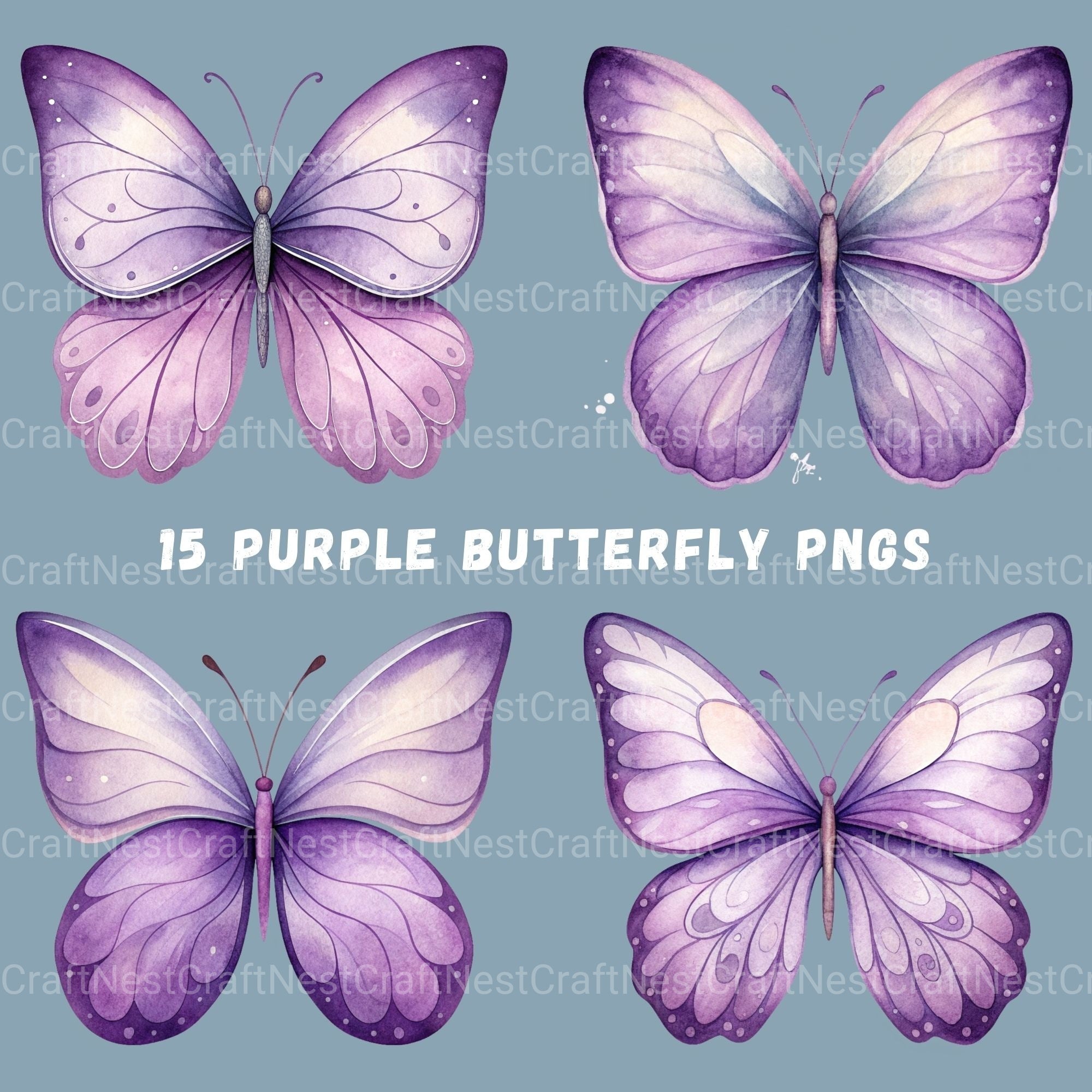 Purple Butterflies 1 Clipart Bundle