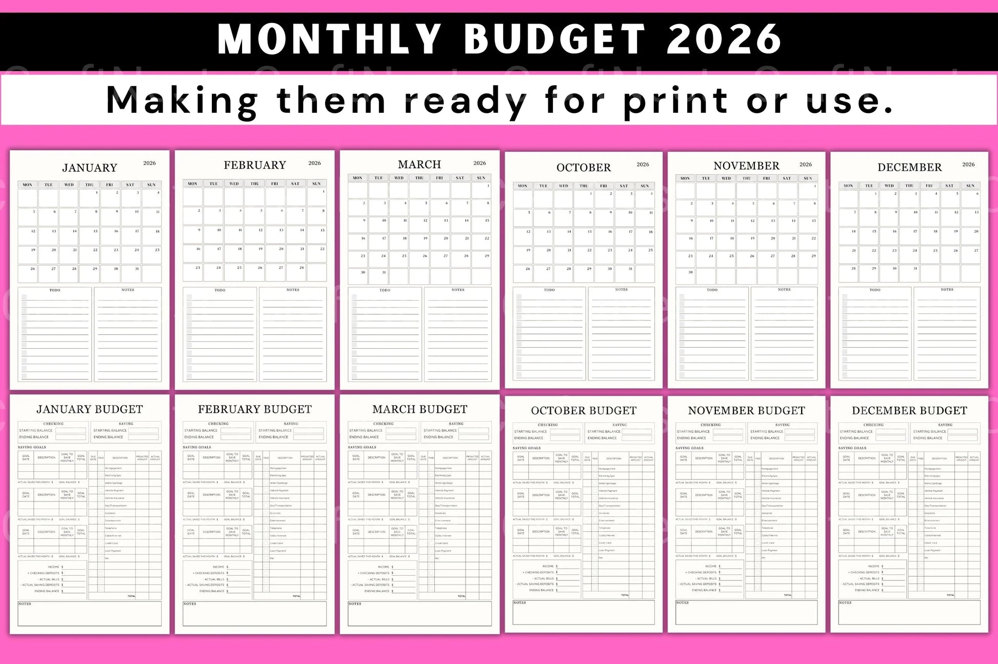 Monthly Budget Planner - CraftNest - Digital Crafting and Art