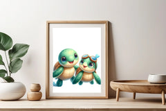 Cute Sea Turtle Couple Clipart Bundle - CraftNest - Digital Crafting and Art