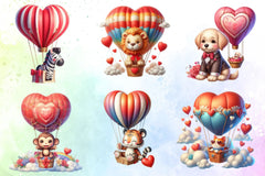 Valentine's Hot Air Balloon Animals Clipart Bundle - CraftNest - Digital Crafting and Art
