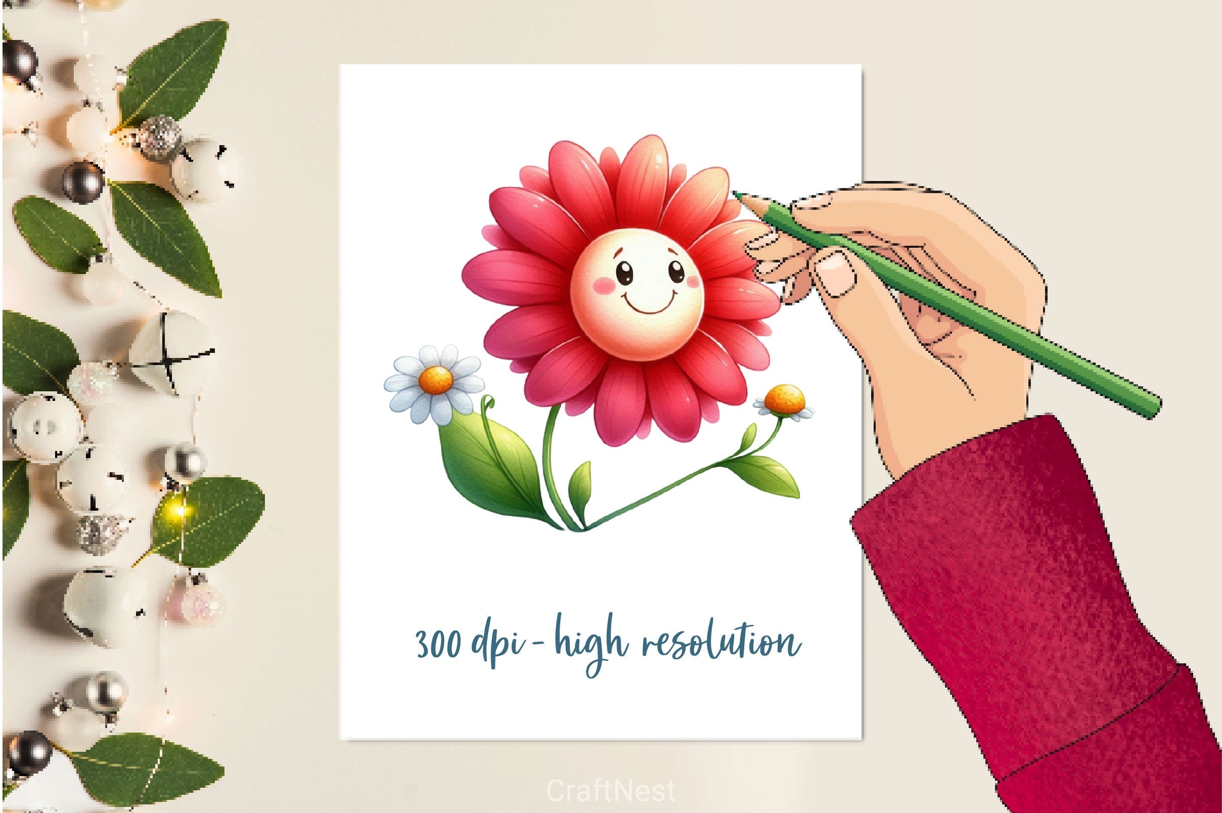 Cute Daisy Cute Flowers Clipart Bundle