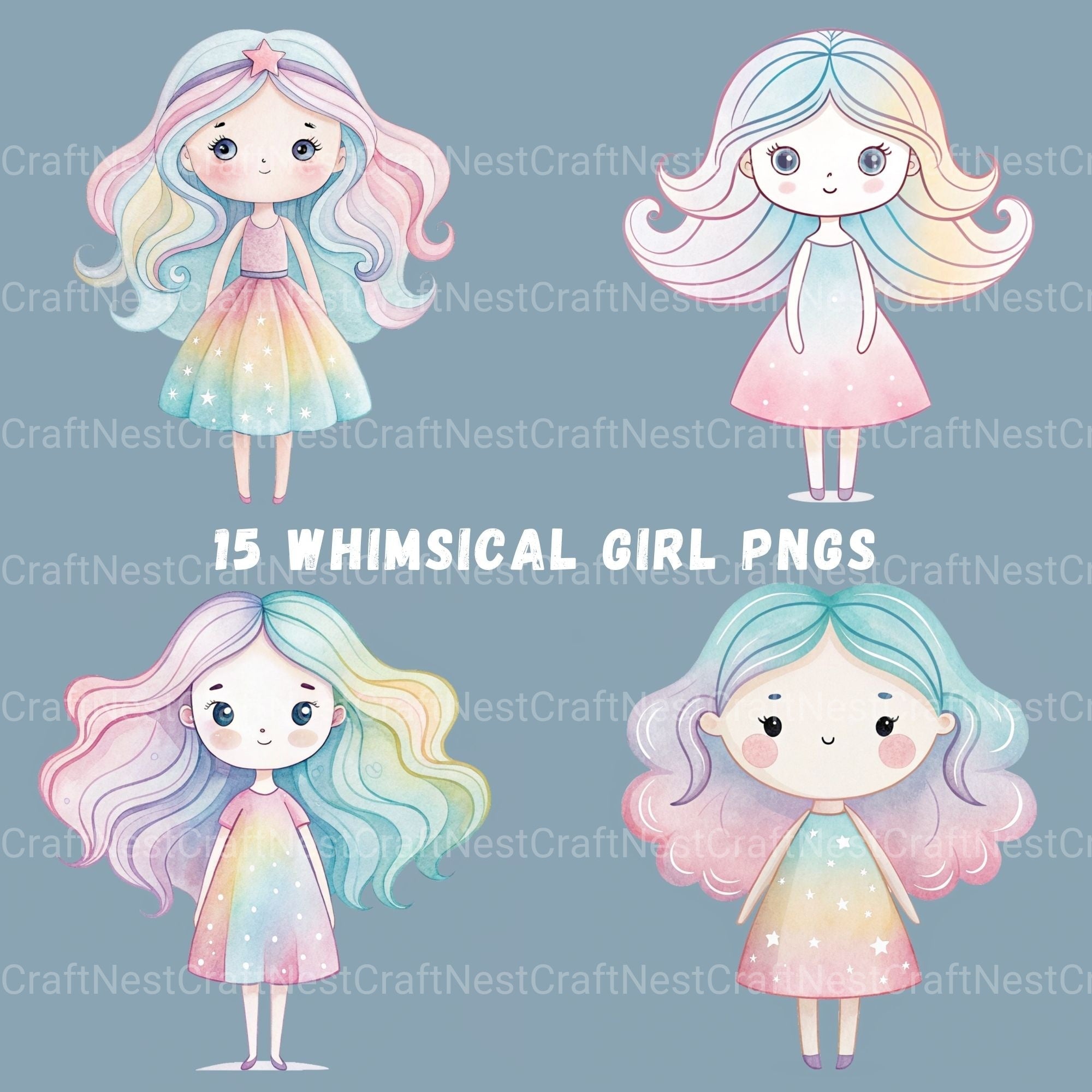 Whimsical Girls Clipart Bundle