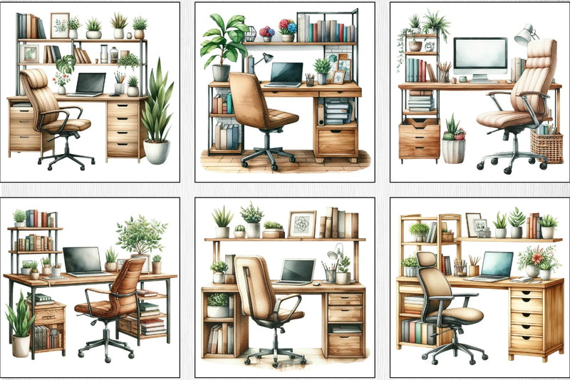 Desk Computer Clipart Bundle - CraftNest - Digital Crafting and Art