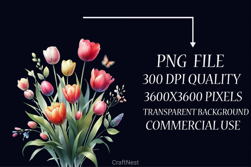Spring Tulip Clipart Bundle 3 - CraftNest - Digital Crafting and Art