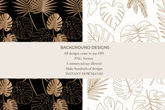 Monstera Leaves Gold Seamless Papers - CraftNest - Digital Crafting and Art