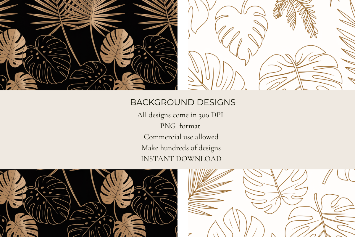 Monstera Leaves Gold Seamless Papers