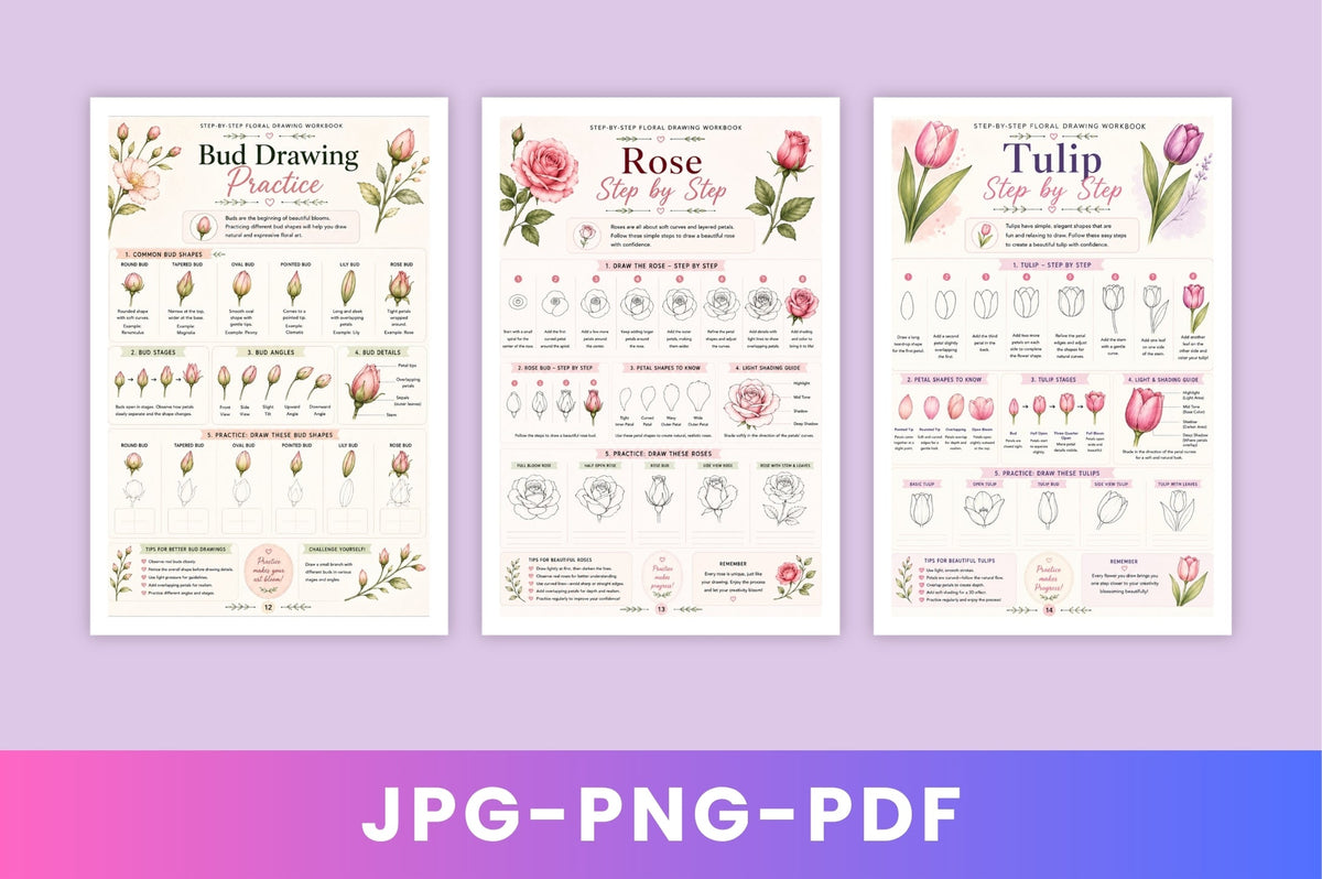 Step By Step Floral Drawing Workbook