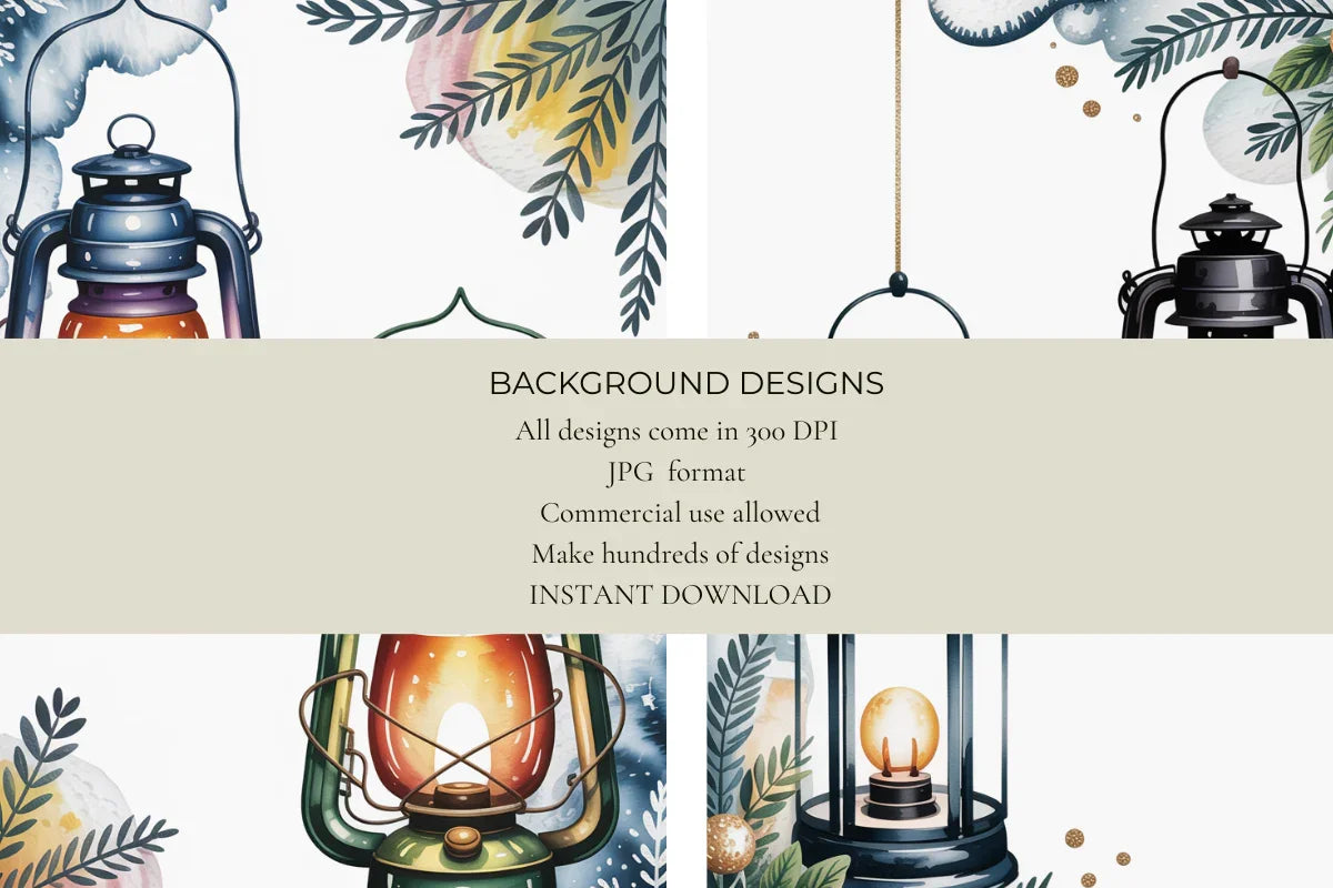Christmas Lanterns Junk Journal Papers - CraftNest - Digital Crafting and Art