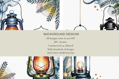 Christmas Lanterns Junk Journal Papers - CraftNest - Digital Crafting and Art