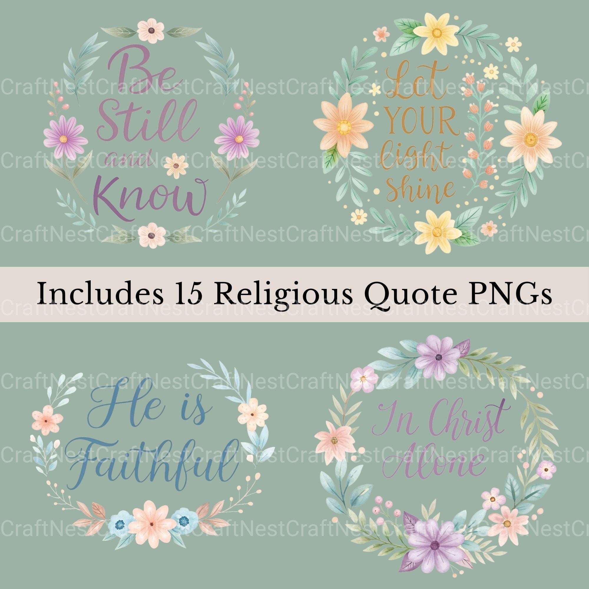 Faith & Flowers Clipart Bundle