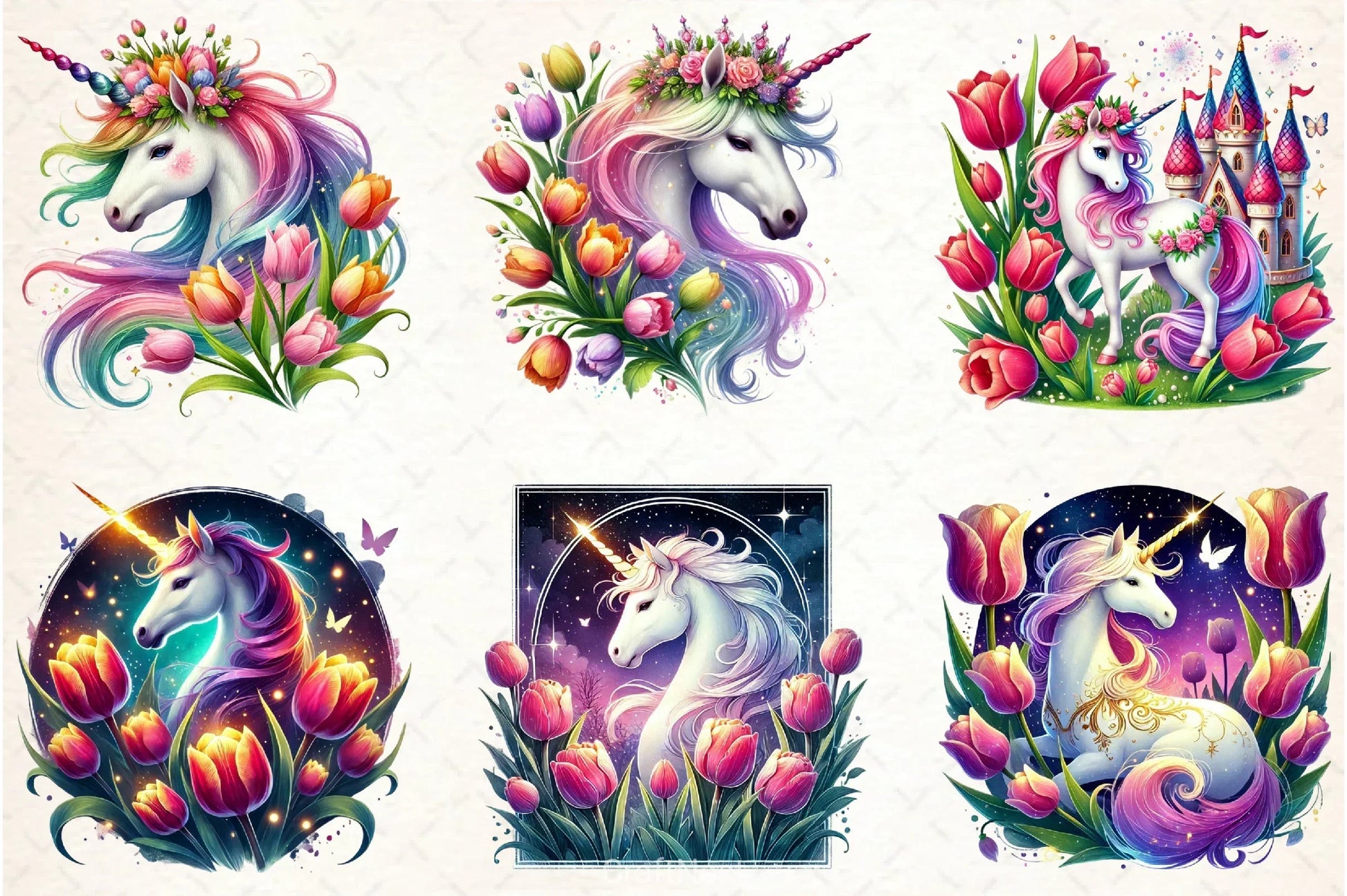 Unicorn Tulip Clipart Bundle - CraftNest - Digital Crafting and Art