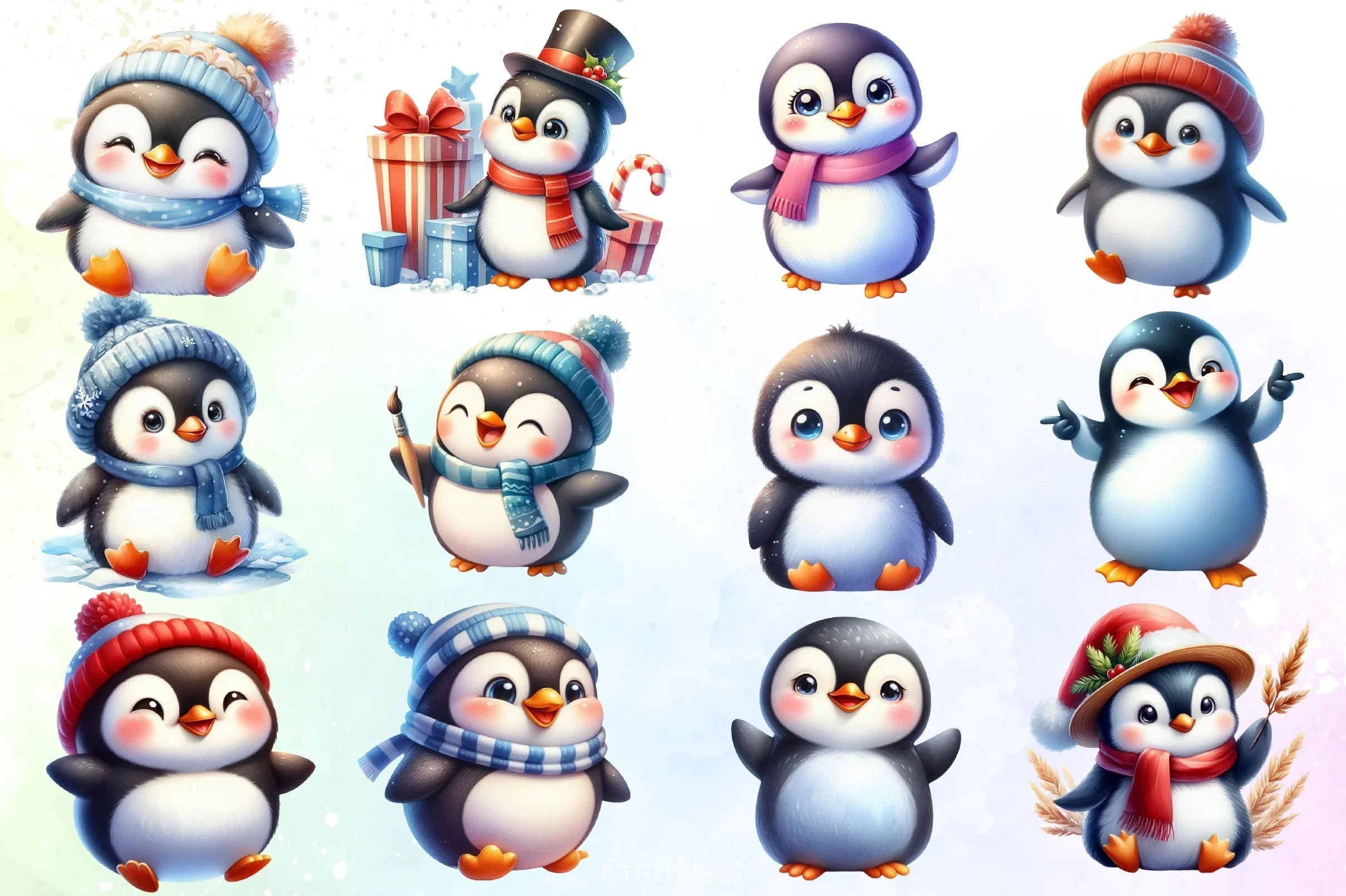 Cute Penguin Clipart Bundle 8 - CraftNest - Digital Crafting and Art