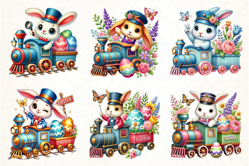 Easter Bunny Train Clipart Bundle - CraftNest - Digital Crafting and Art