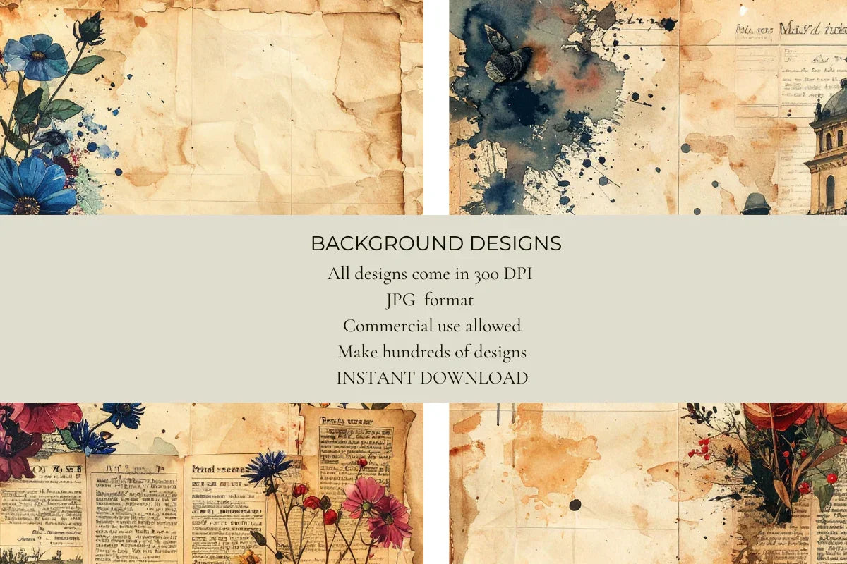 Ink Splashes Junk Journal Papers - CraftNest - Digital Crafting and Art