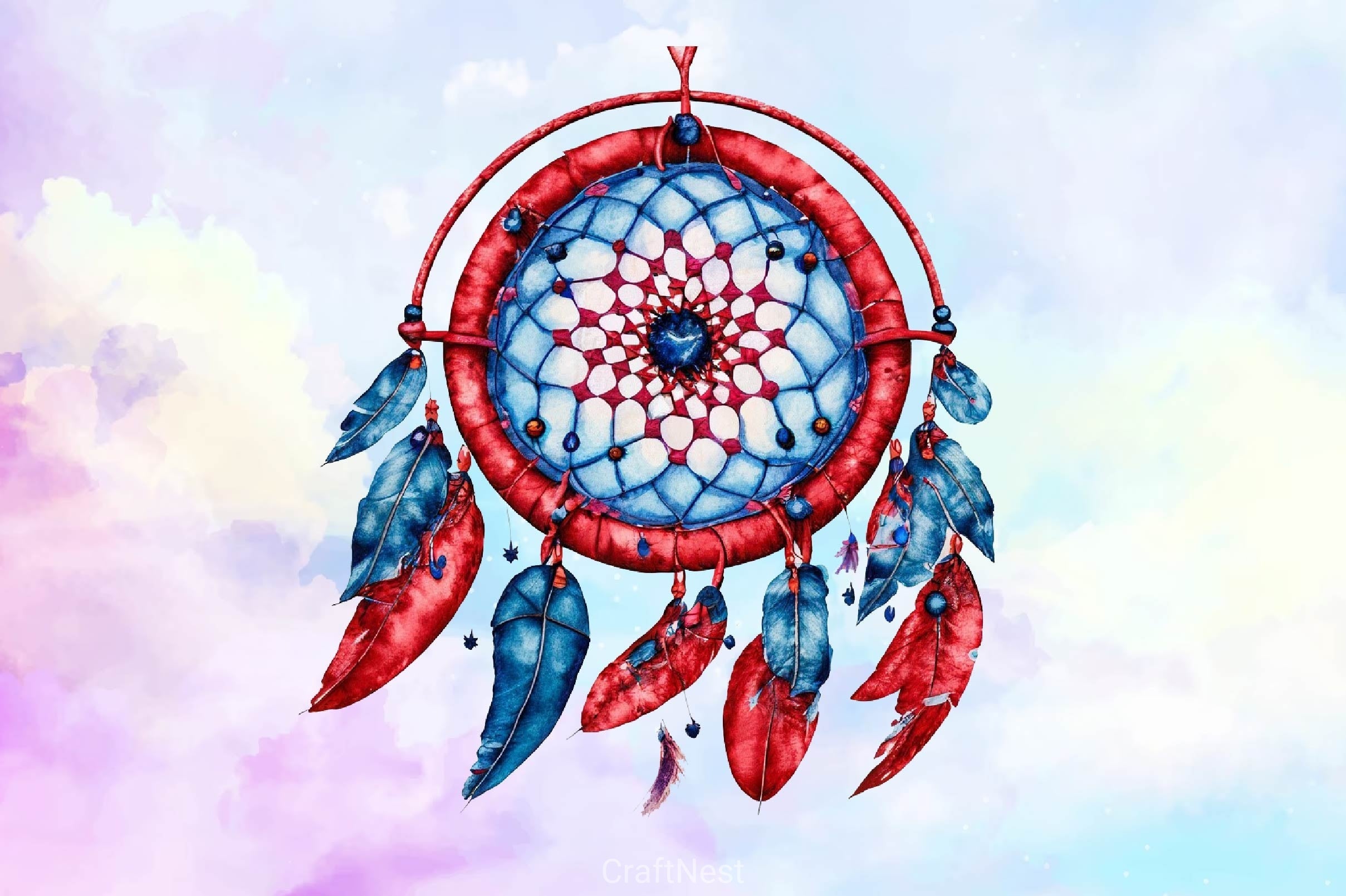 4th Of July Floral Dream Catcher Clipart Bundle