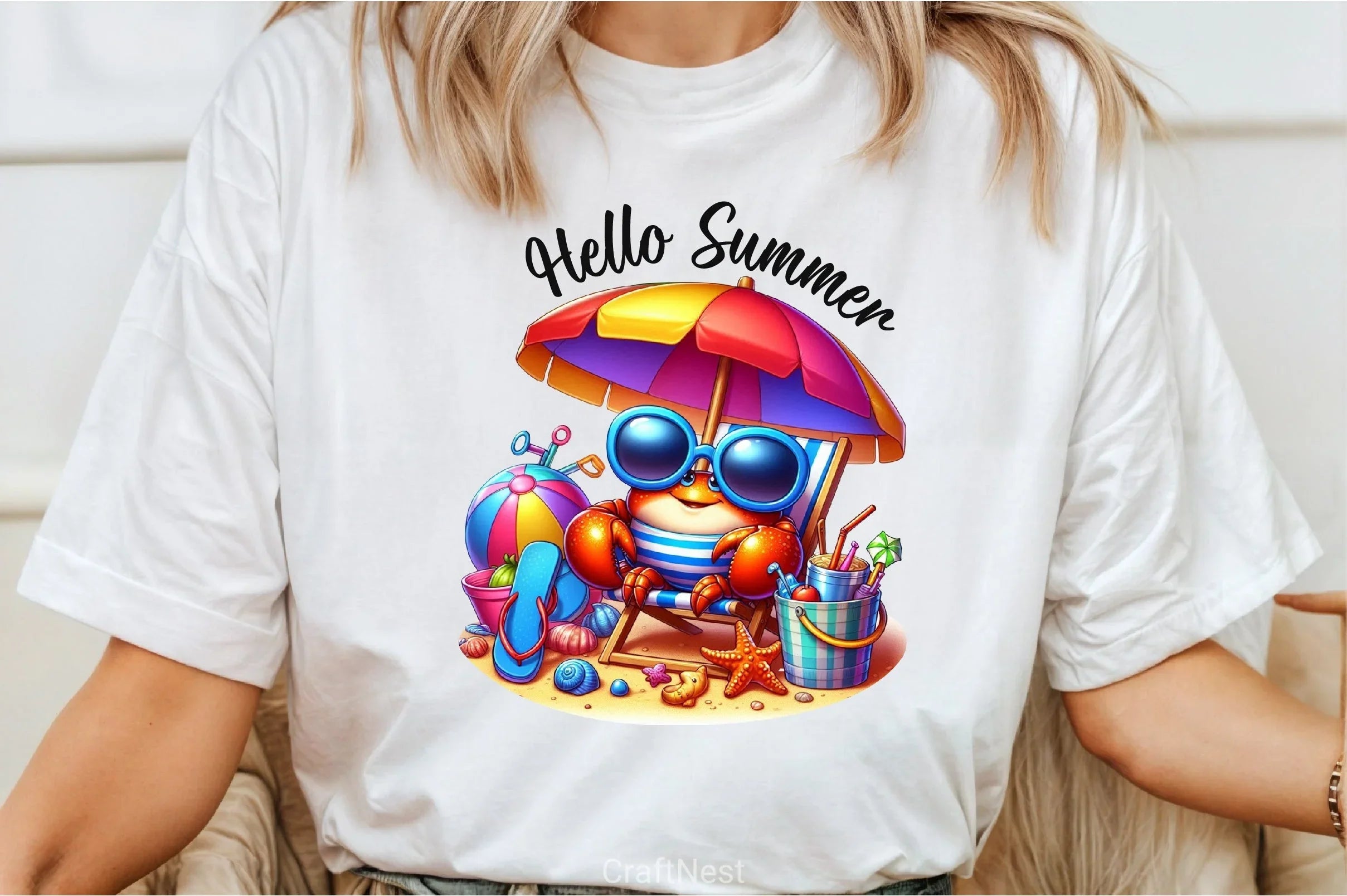 Hello Summer Crab Clipart Bundle - CraftNest - Digital Crafting and Art