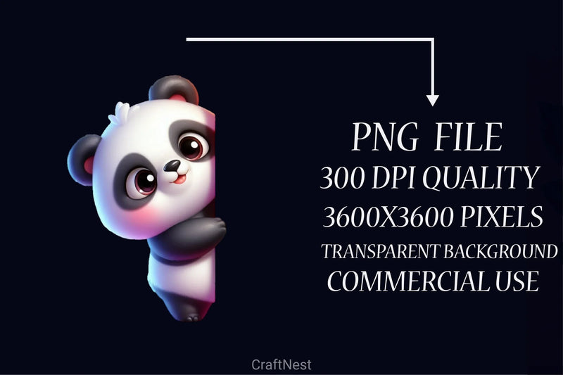 Panda Peeking Clipart Bundle - CraftNest - Digital Crafting and Art