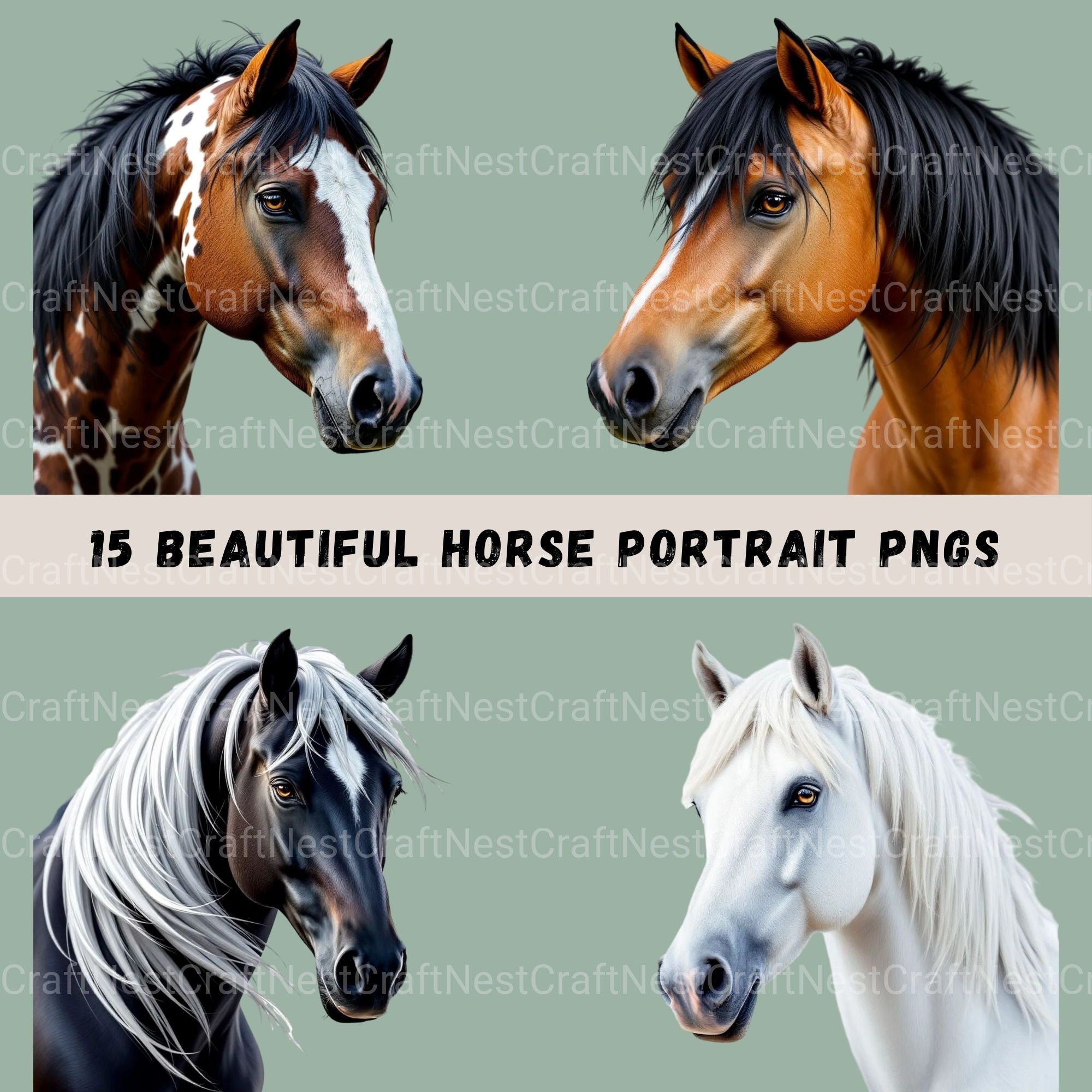 Horse Portraits Clipart Bundle
