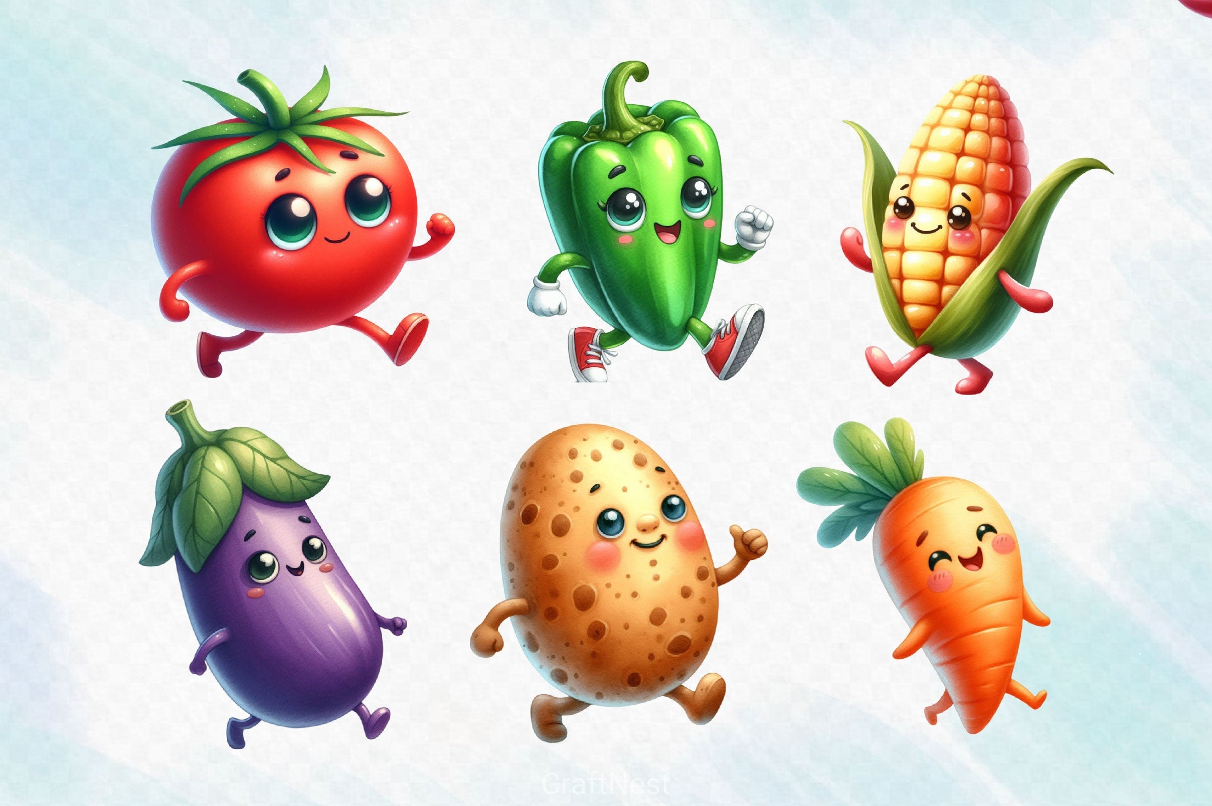 Cute Vegetables Clipart Bundle 3
