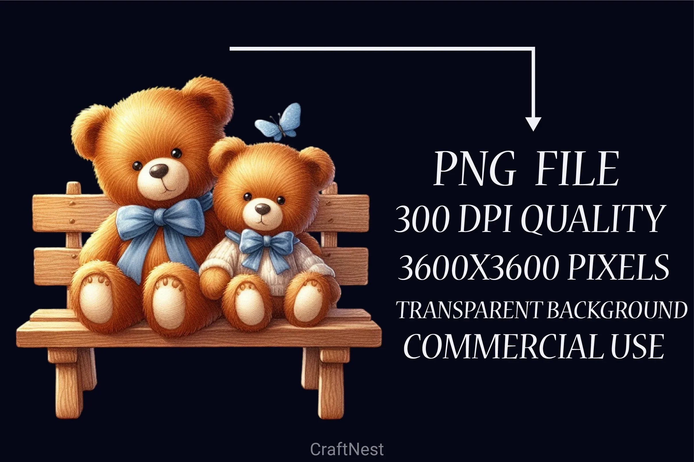 Teddy Bears Bench Clipart Bundle - CraftNest - Digital Crafting and Art
