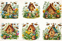 Spring Bee House Clipart Bundle - CraftNest - Digital Crafting and Art