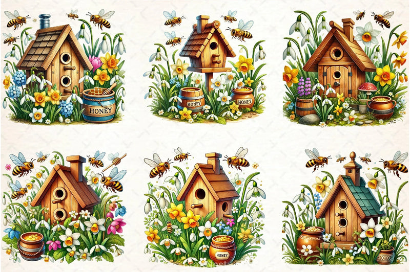 Spring Bee House Clipart Bundle - CraftNest - Digital Crafting and Art