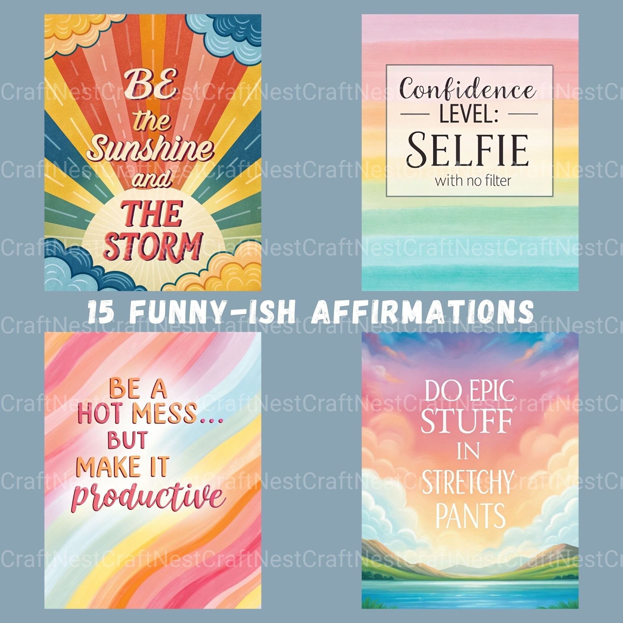 Positive Affirmations Clipart Bundle