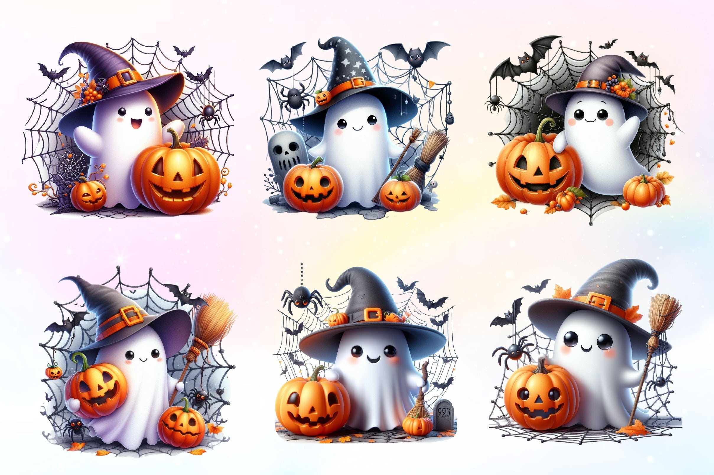 Halloween Cute Ghost Clipart Bundle 3