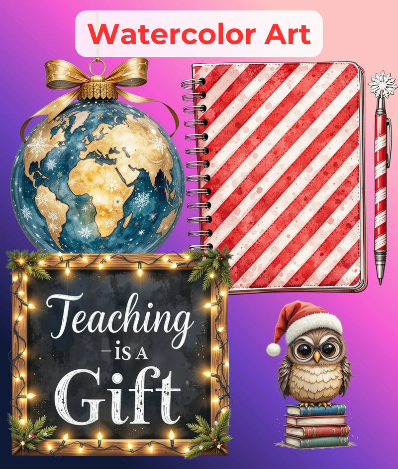 Teacher Christmas Clipart Bundle - CraftNest - Digital Crafting and Art