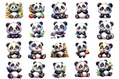Cute Baby Panda Clipart Bundle - CraftNest - Digital Crafting and Art