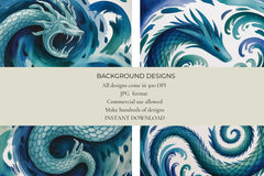 Sea Serpents Junk Journal Papers - CraftNest - Digital Crafting and Art