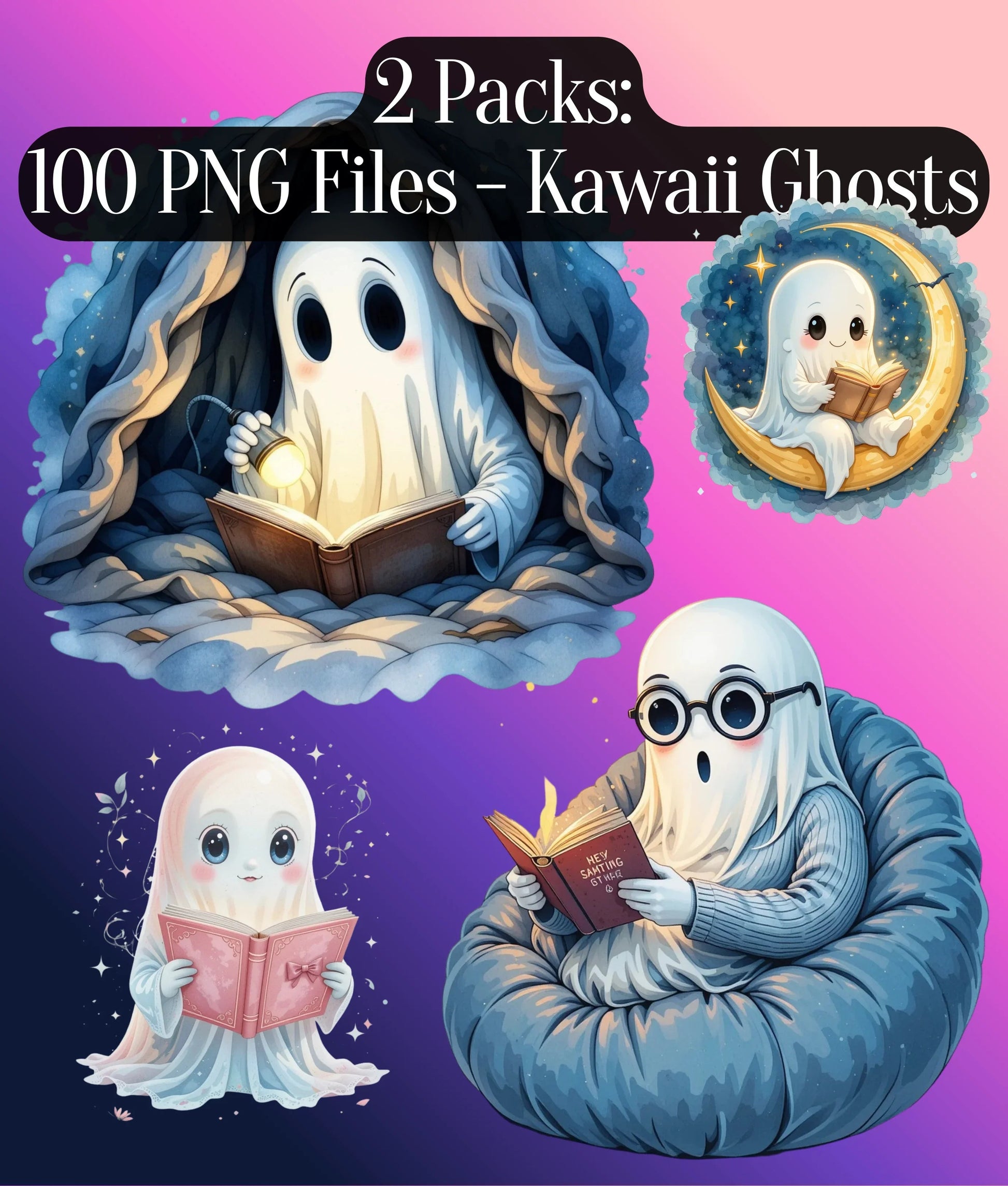 Bookish Ghost Clipart Bundle - CraftNest - Digital Crafting and Art