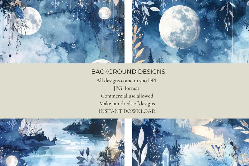 Mystical Moons Junk Journal Papers - CraftNest - Digital Crafting and Art