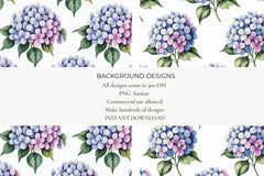 Hydrangeas Seamless Papers - CraftNest - Digital Crafting and Art