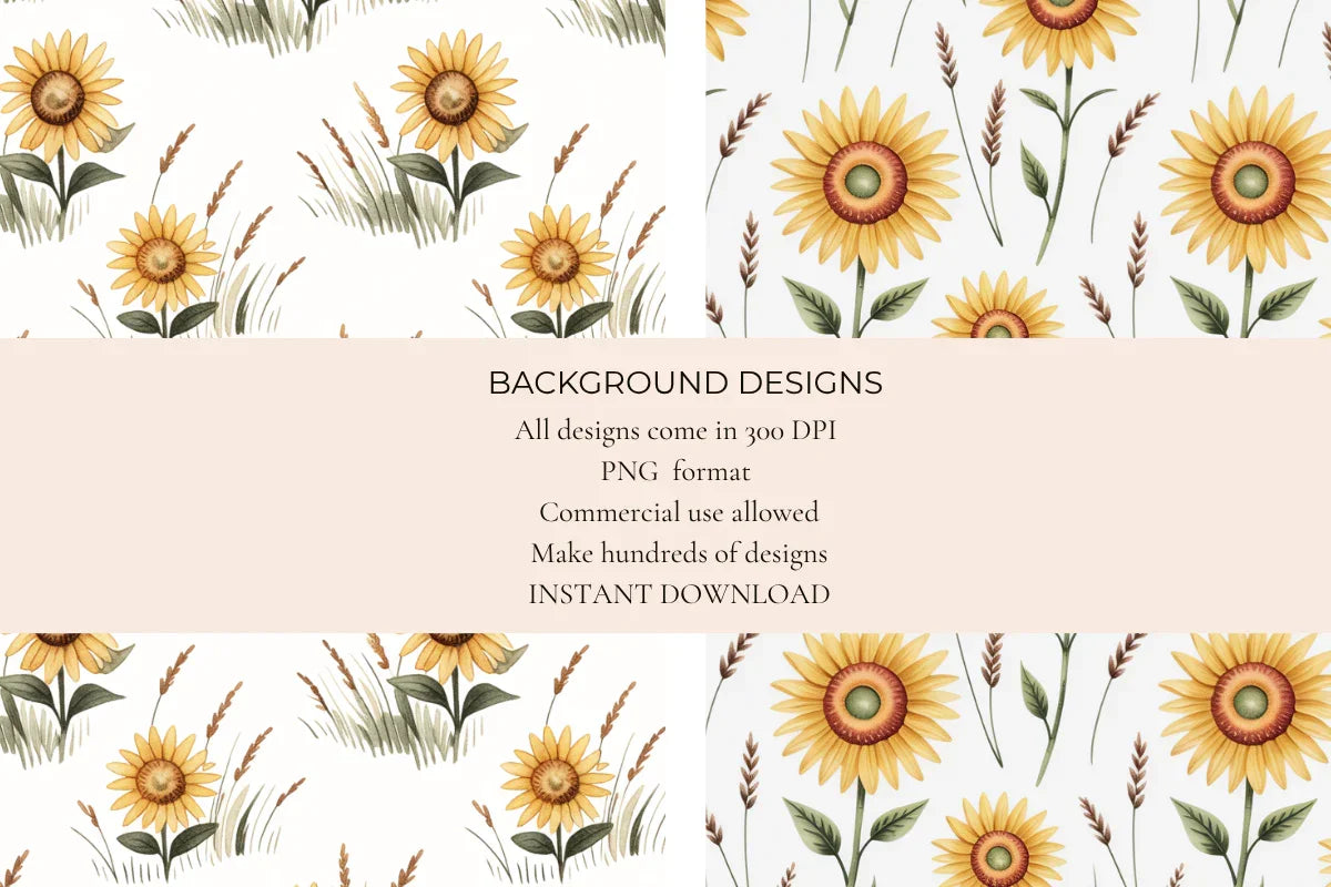 Sunflower Seamless Papers - CraftNest - Digital Crafting and Art