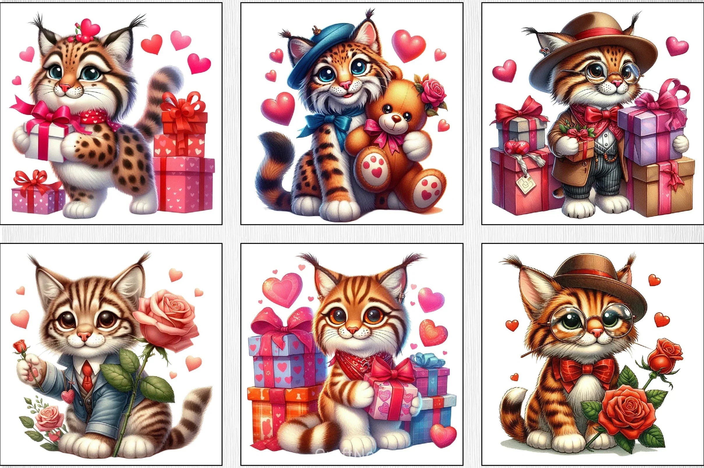 Valentine's Day Lynx Clipart Bundle - CraftNest - Digital Crafting and Art