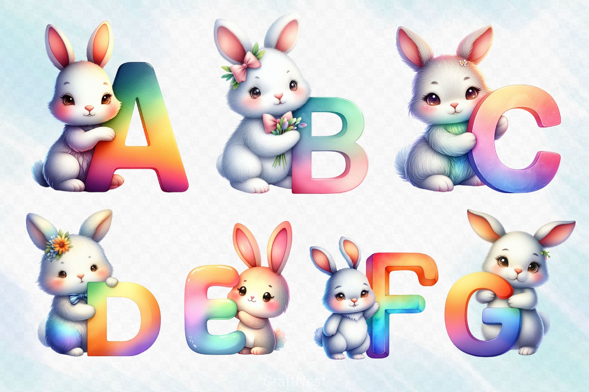 Easter Bunny Alphabet Clipart Bundle 2