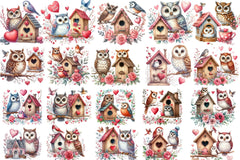 Valentine Owl & House Clipart Bundle - CraftNest - Digital Crafting and Art