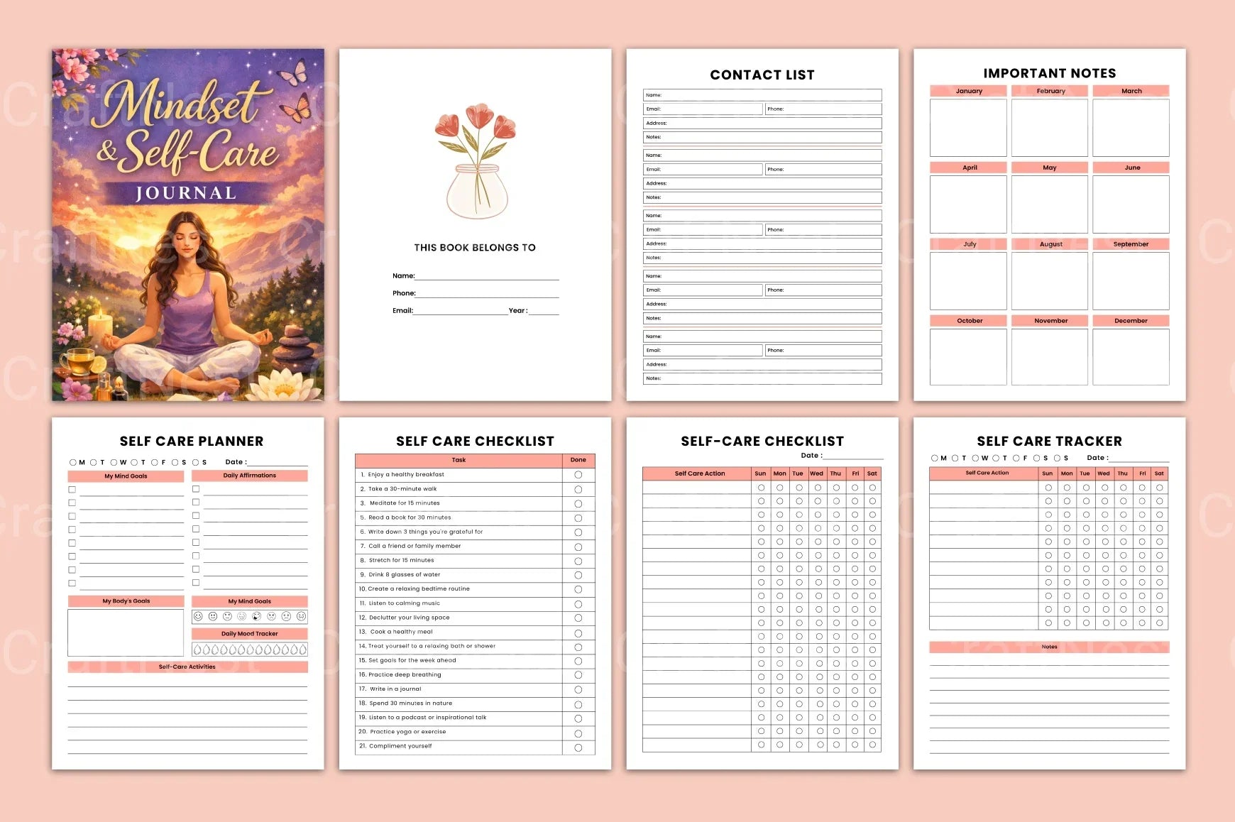 Mindset Self-Care Journal - CraftNest - Digital Crafting and Art