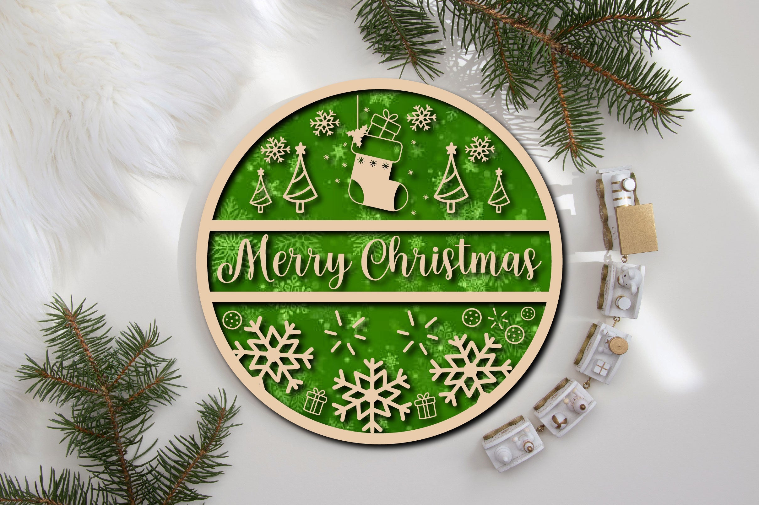 Christmas Cardinal Bird Sign Laser Cut Bundle